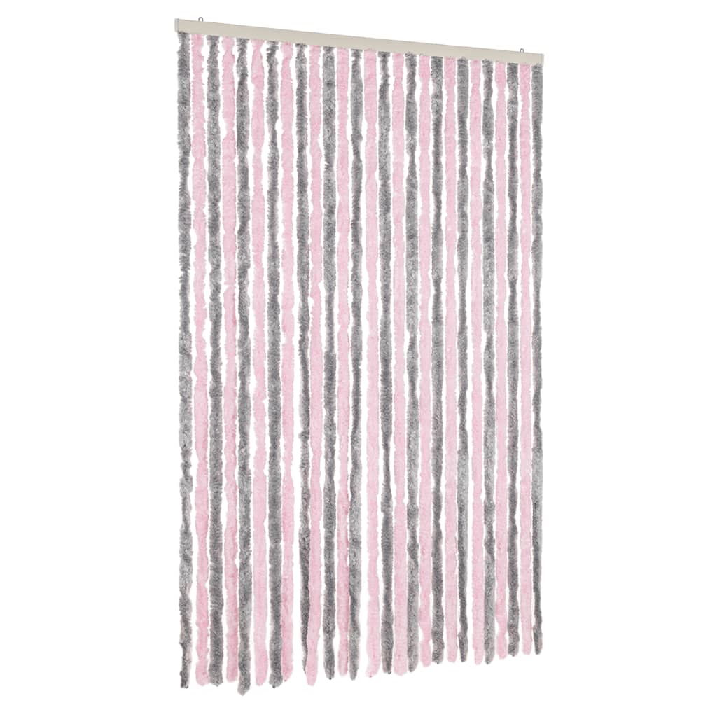 vidaXL Fly Curtain Silver Grey and Pink 118x220 cm Chenille