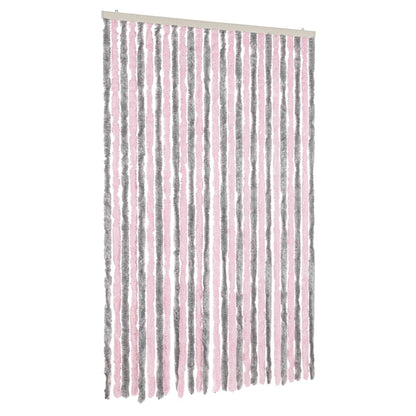 vidaXL Fly Curtain Silver Grey and Pink 118x220 cm Chenille