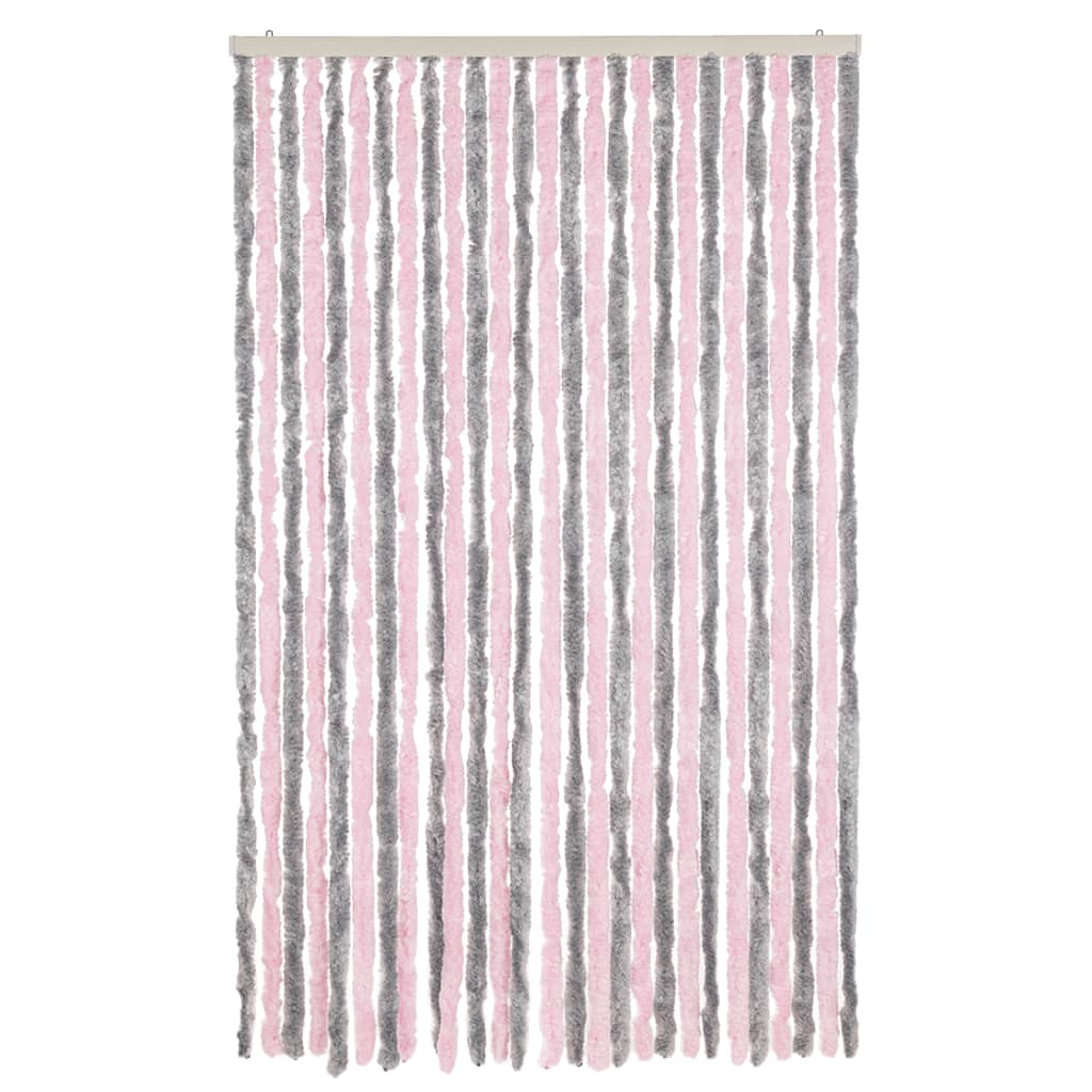vidaXL Fly Curtain Silver Grey and Pink 118x220 cm Chenille