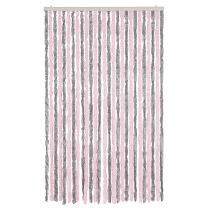 vidaXL Fly Curtain Silver Grey and Pink 118x220 cm Chenille