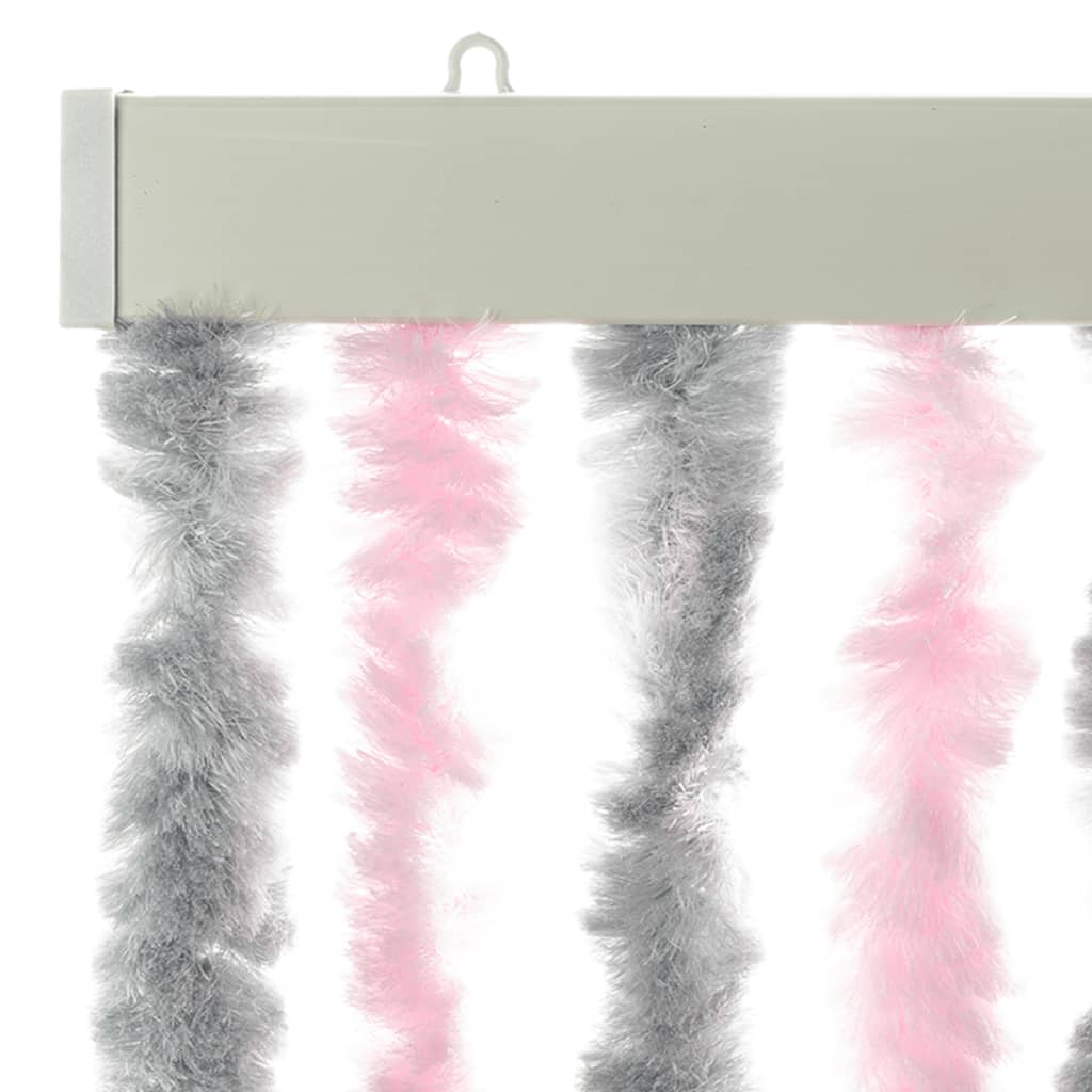 vidaXL Fly Curtain Silver Grey and Pink 118x220 cm Chenille
