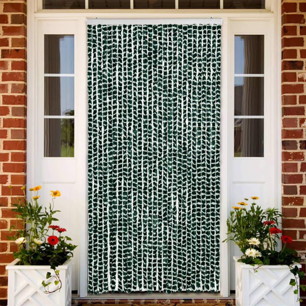 vidaXL Fly Curtain Green and White 118x220 cm Chenille