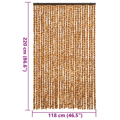 vidaXL Fly Curtain Ochre and White 118x220 cm Chenille