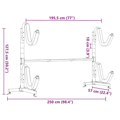 vidaXL Kayak Storage Rack for 2 Kayak 250x57x127,5 cm Steel