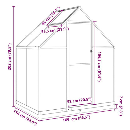 vidaXL Greenhouse with Base Frame Anthracite 169x114x202 cm Aluminium
