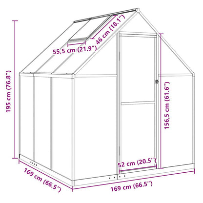 vidaXL Greenhouse with Base Frame Anthracite 169x169x195 cm Aluminium