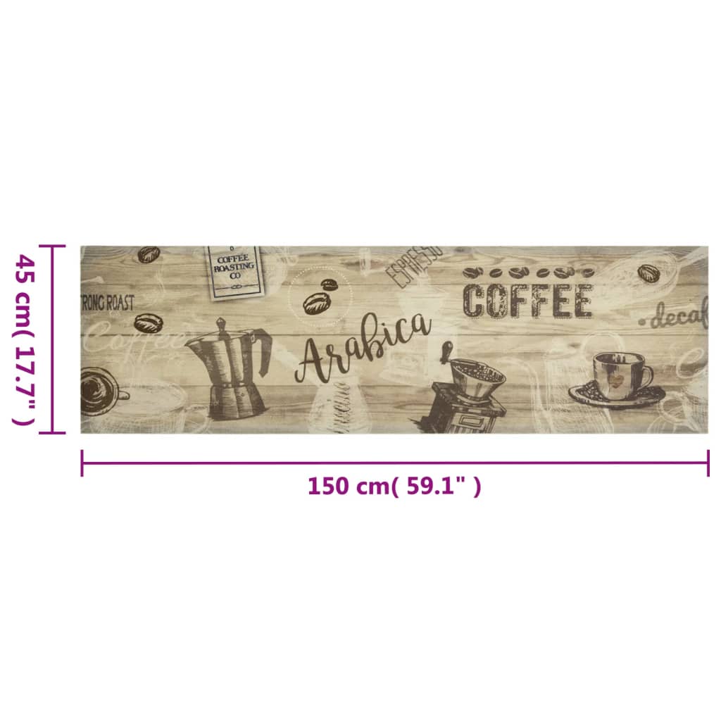 vidaXL Kitchen Rug Washable Coffee Brown 45x150 cm Velvet