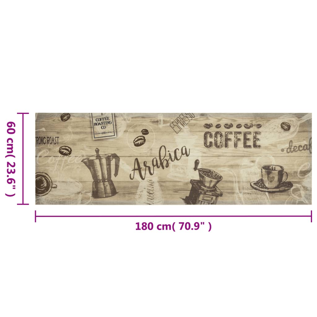 vidaXL Kitchen Rug Washable Coffee Brown 60x180 cm Velvet