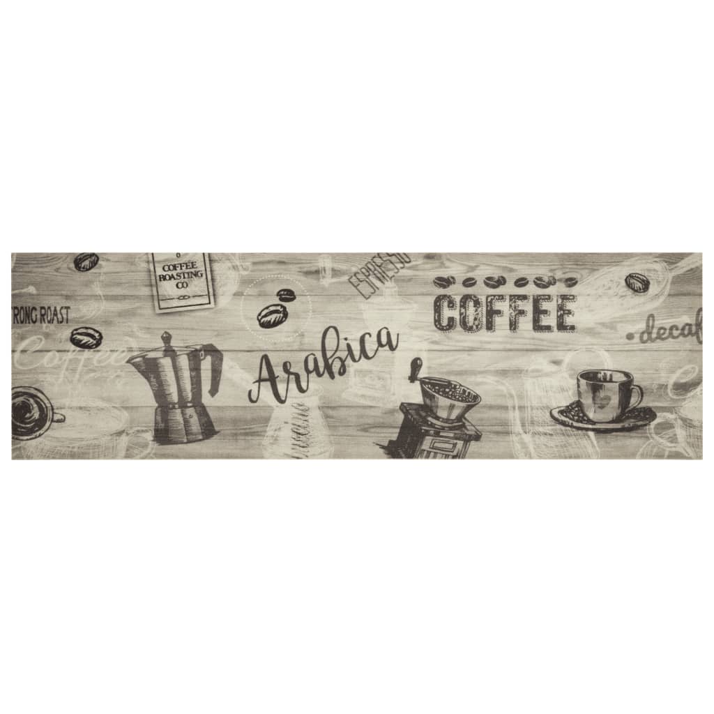 vidaXL Kitchen Rug Washable Coffee Grey 45x150 cm Velvet