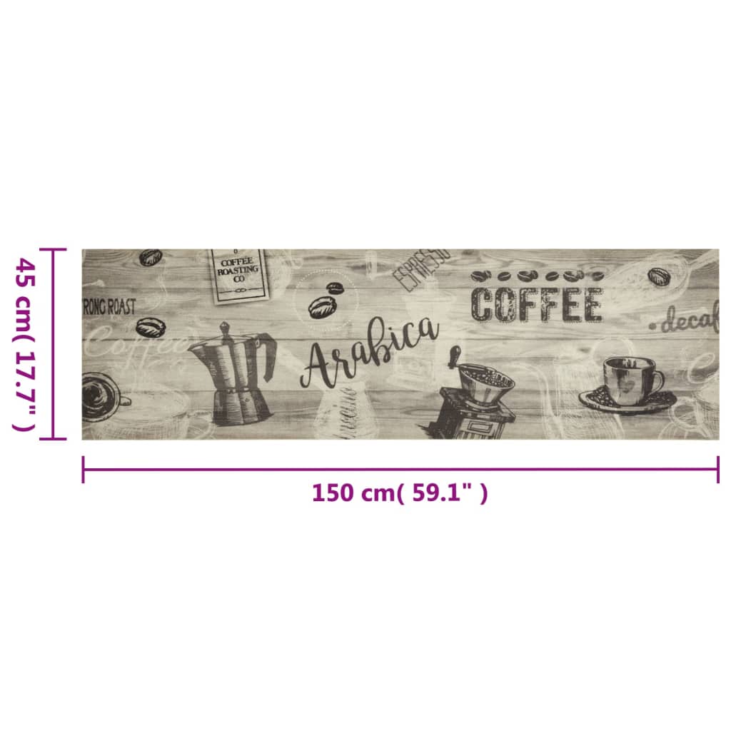 vidaXL Kitchen Rug Washable Coffee Grey 45x150 cm Velvet