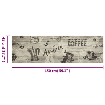 vidaXL Kitchen Rug Washable Coffee Grey 45x150 cm Velvet