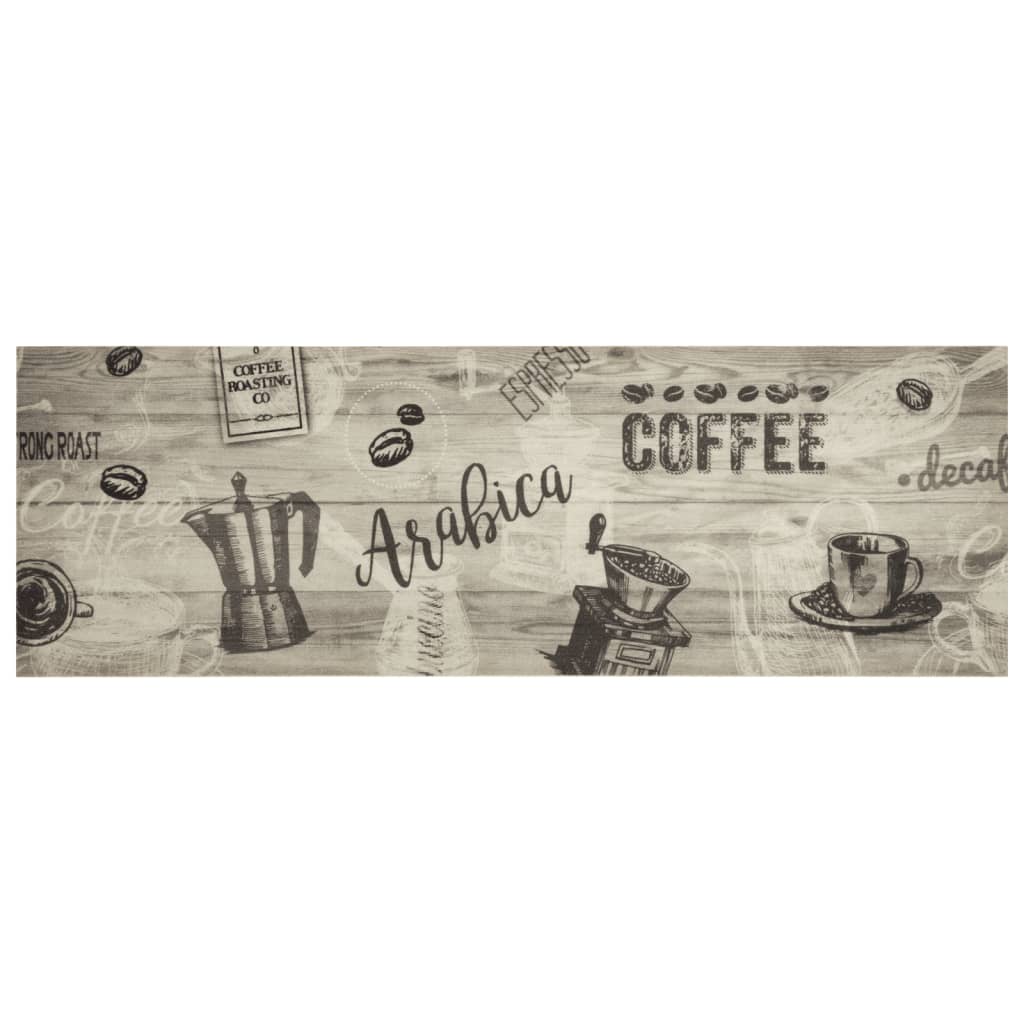 vidaXL Kitchen Rug Washable Coffee Grey 60x180 cm Velvet