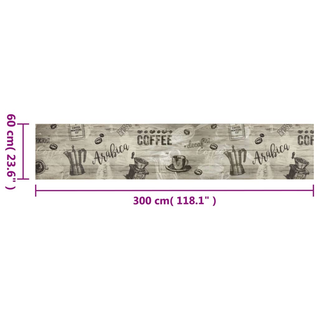 vidaXL Kitchen Rug Washable Coffee Grey 60x300 cm Velvet