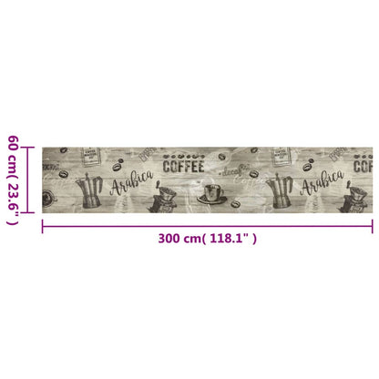 vidaXL Kitchen Rug Washable Coffee Grey 60x300 cm Velvet