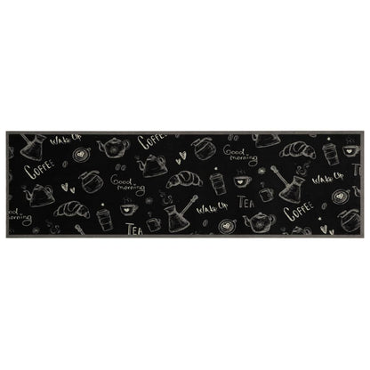 vidaXL Kitchen Rug Washable Morning Black 45x150 cm Velvet