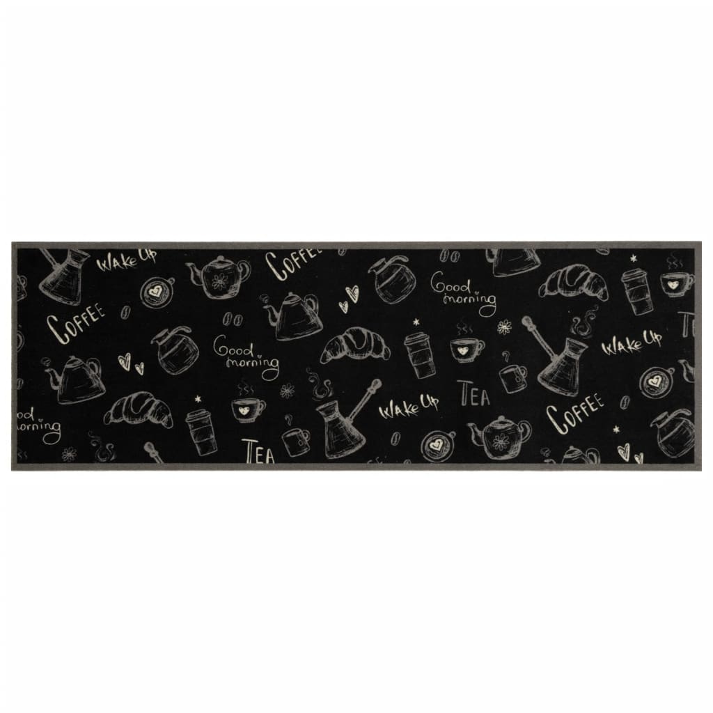 vidaXL Kitchen Rug Washable Morning Black 60x180 cm Velvet