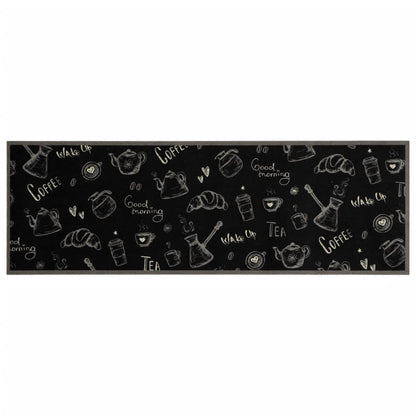 vidaXL Kitchen Rug Washable Morning Black 60x180 cm Velvet