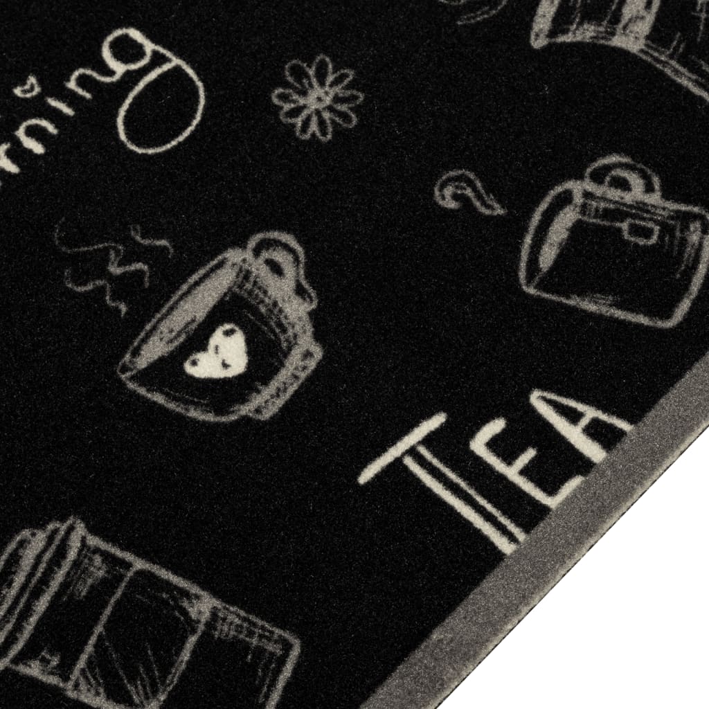 vidaXL Kitchen Rug Washable Morning Black 60x180 cm Velvet