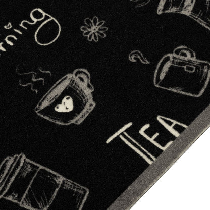 vidaXL Kitchen Rug Washable Morning Black 60x180 cm Velvet