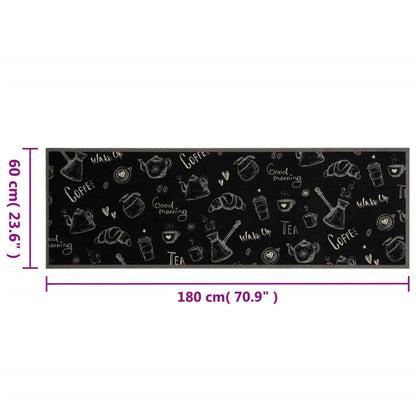 vidaXL Kitchen Rug Washable Morning Black 60x180 cm Velvet