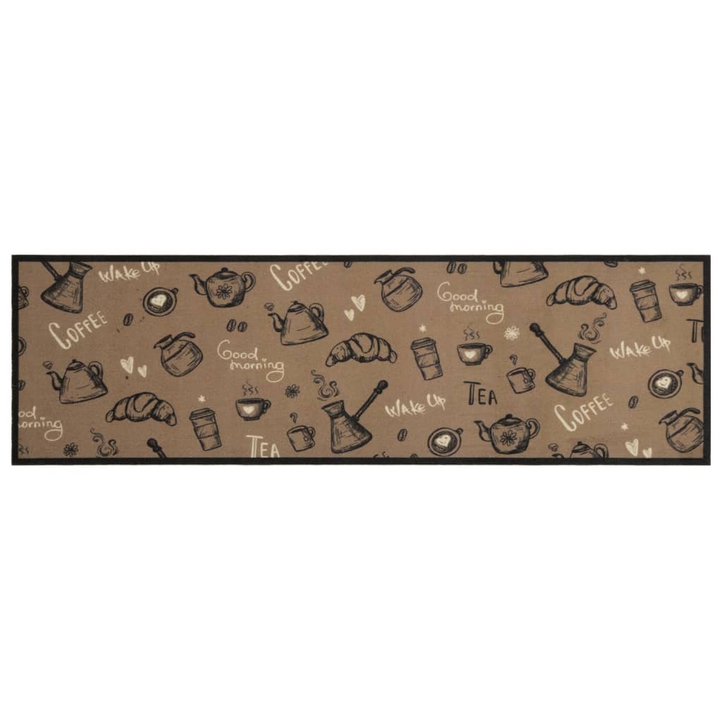 vidaXL Kitchen Rug Washable Morning Brown 45x150 cm Velvet
