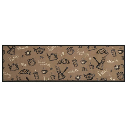 vidaXL Kitchen Rug Washable Morning Brown 45x150 cm Velvet
