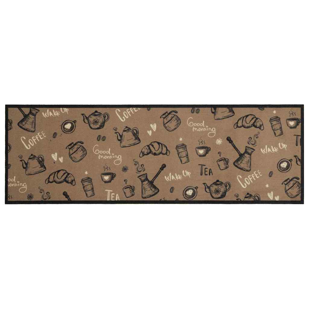 vidaXL Kitchen Rug Washable Morning Brown 60x180 cm Velvet