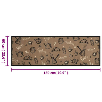 vidaXL Kitchen Rug Washable Morning Brown 60x180 cm Velvet