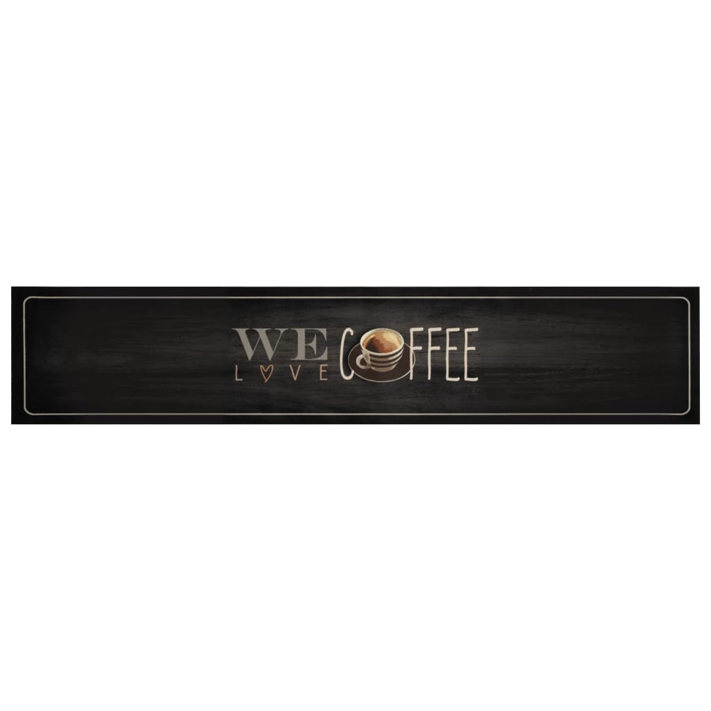 vidaXL Kitchen Rug Washable Coffee Text 60x300 cm Velvet