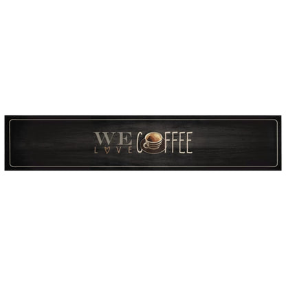 vidaXL Kitchen Rug Washable Coffee Text 60x300 cm Velvet