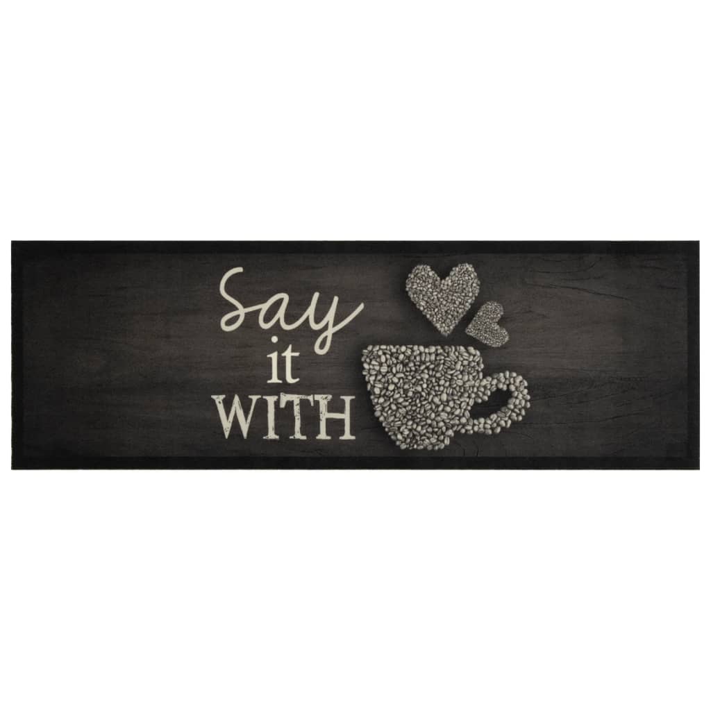 vidaXL Kitchen Rug Washable Cup Black 60x180 cm Velvet