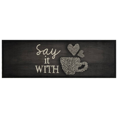 vidaXL Kitchen Rug Washable Cup Black 60x180 cm Velvet