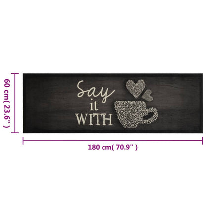 vidaXL Kitchen Rug Washable Cup Black 60x180 cm Velvet