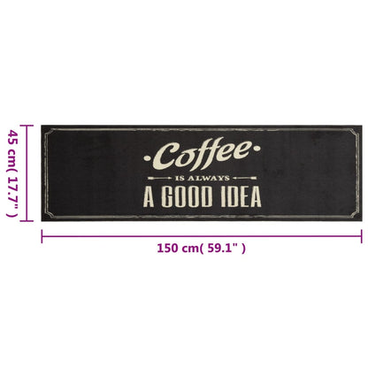 vidaXL Kitchen Rug Washable Coffee Text 45x150 cm Velvet