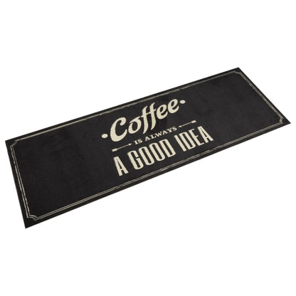 vidaXL Kitchen Rug Washable Coffee Text 60x180 cm Velvet