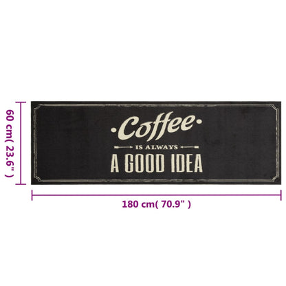 vidaXL Kitchen Rug Washable Coffee Text 60x180 cm Velvet