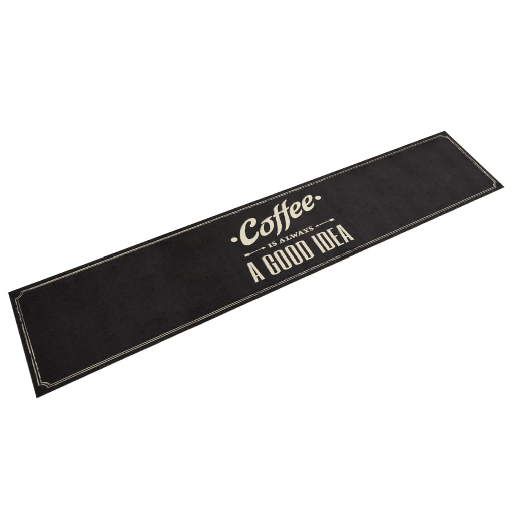 vidaXL Kitchen Rug Washable Coffee Text 60x300 cm Velvet