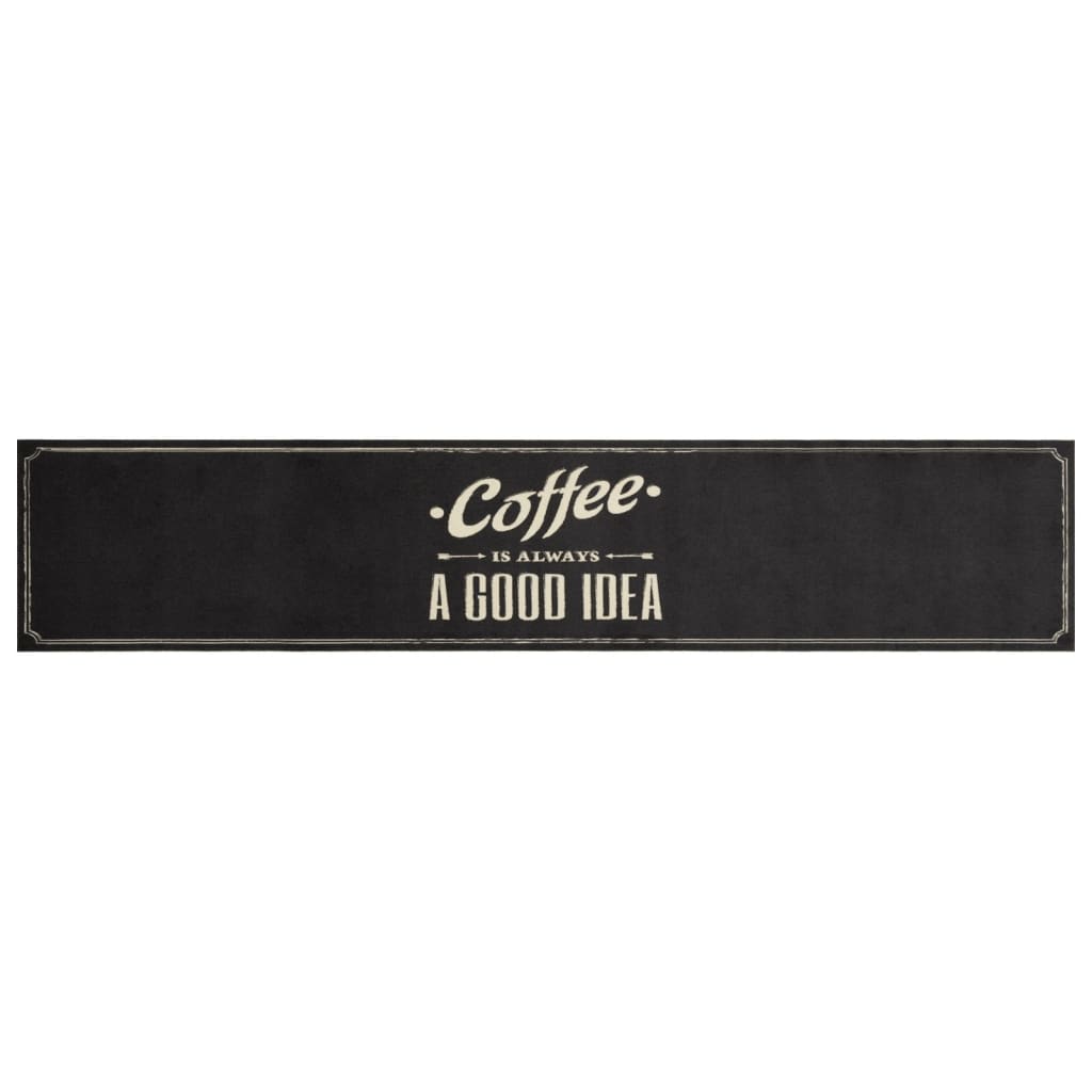 vidaXL Kitchen Rug Washable Coffee Text 60x300 cm Velvet