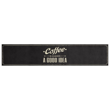 vidaXL Kitchen Rug Washable Coffee Text 60x300 cm Velvet