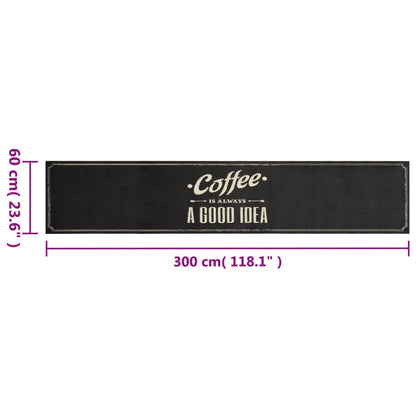 vidaXL Kitchen Rug Washable Coffee Text 60x300 cm Velvet