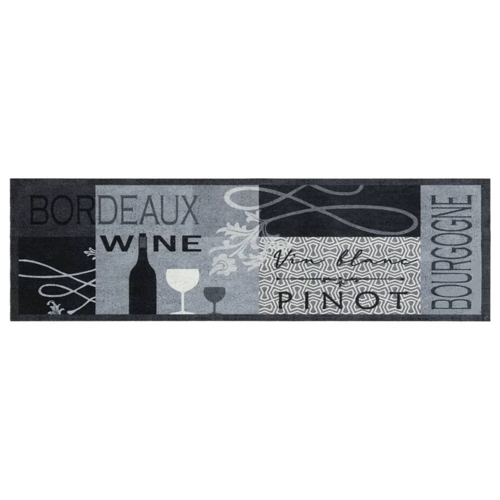 vidaXL Kitchen Rug Washable Wine Grey 45x150 cm Velvet