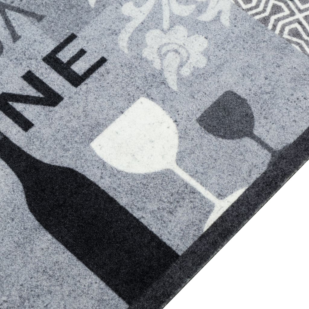 vidaXL Kitchen Rug Washable Wine Grey 45x150 cm Velvet