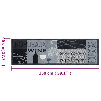 vidaXL Kitchen Rug Washable Wine Grey 45x150 cm Velvet
