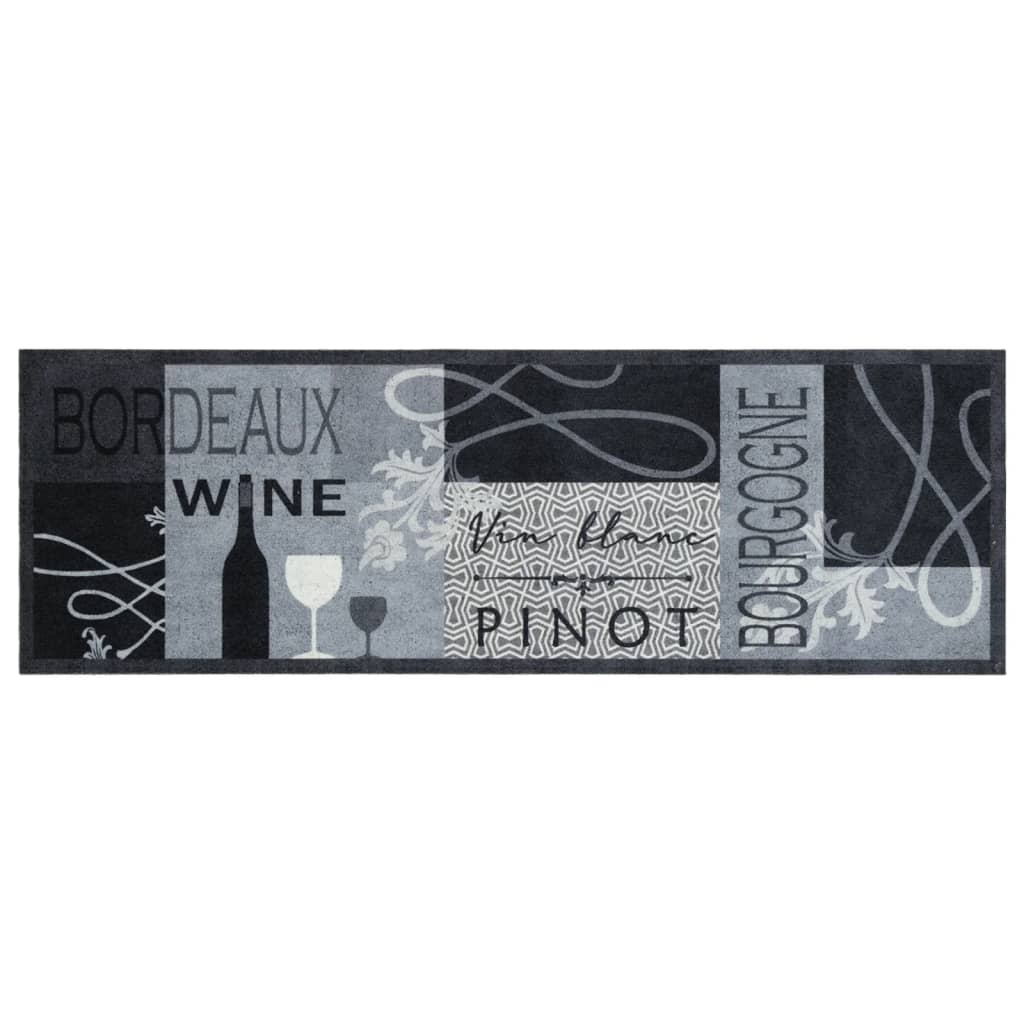 vidaXL Kitchen Rug Washable Wine Grey 60x180 cm Velvet