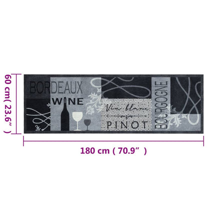 vidaXL Kitchen Rug Washable Wine Grey 60x180 cm Velvet