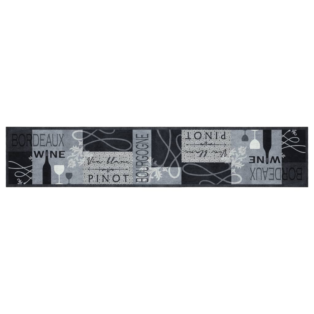vidaXL Kitchen Rug Washable Wine Grey 60x300 cm Velvet
