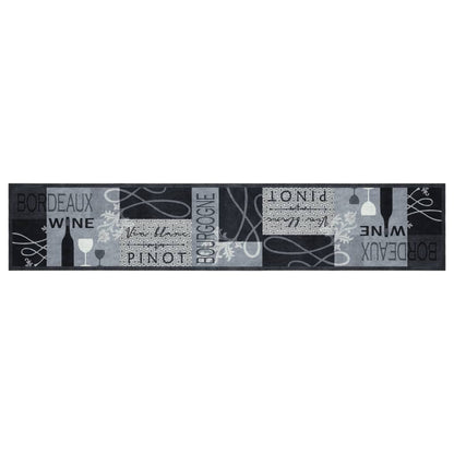 vidaXL Kitchen Rug Washable Wine Grey 60x300 cm Velvet