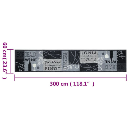 vidaXL Kitchen Rug Washable Wine Grey 60x300 cm Velvet