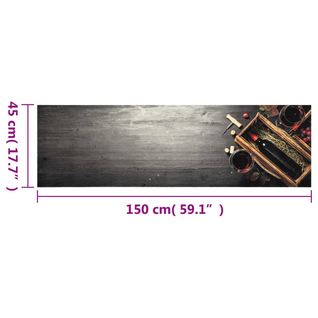 vidaXL Kitchen Rug Washable Wine Bottle 45x150 cm Velvet