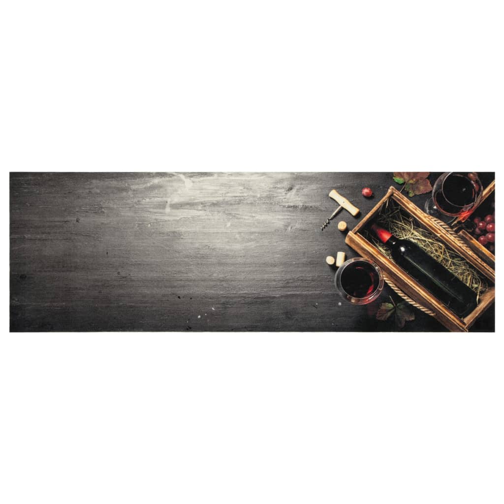 vidaXL Kitchen Rug Washable Wine Bottle 60x180 cm Velvet